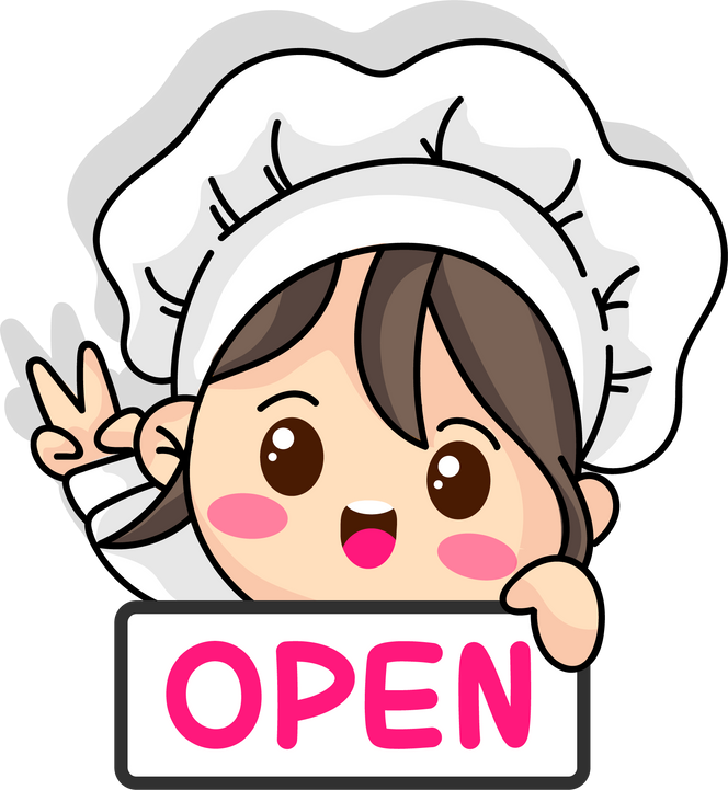 clipart of open the shop cheff cute girl